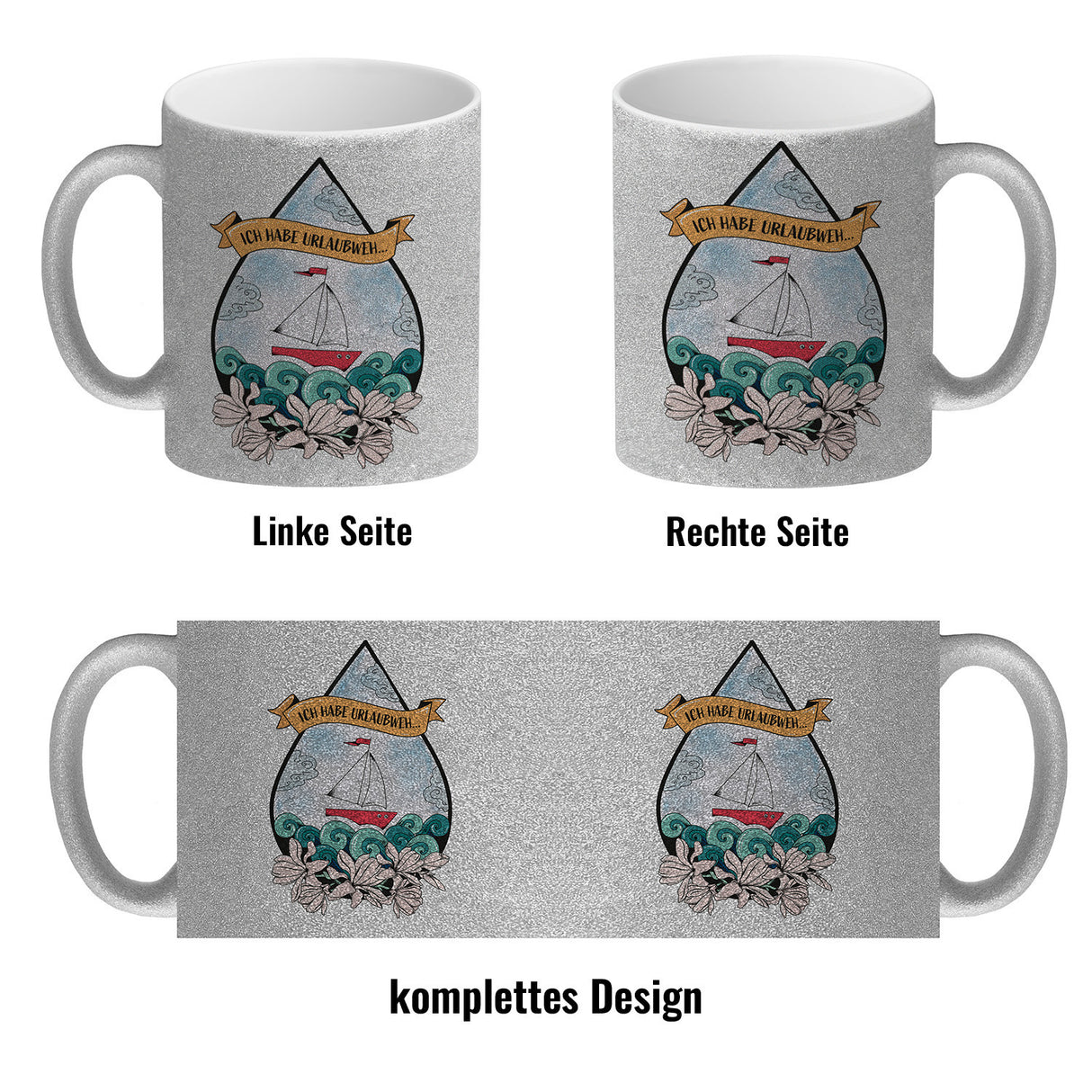 Kaffeebecher Urlaubweh mit maritimen Motiven Fernweh Nordsee Schifffahrt