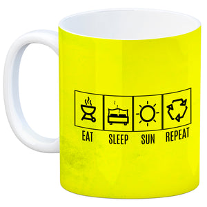 EAT, SLEEP, GAME, REPEAT Kaffeebecher mit blauem Hintergrund