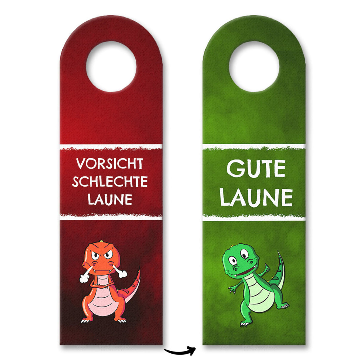 Sofort aufräumen oder aufgeräumt Türhänger mit T-Rex Dino und grün