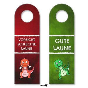 Sofort aufräumen oder aufgeräumt Türhänger mit T-Rex Dino und grün