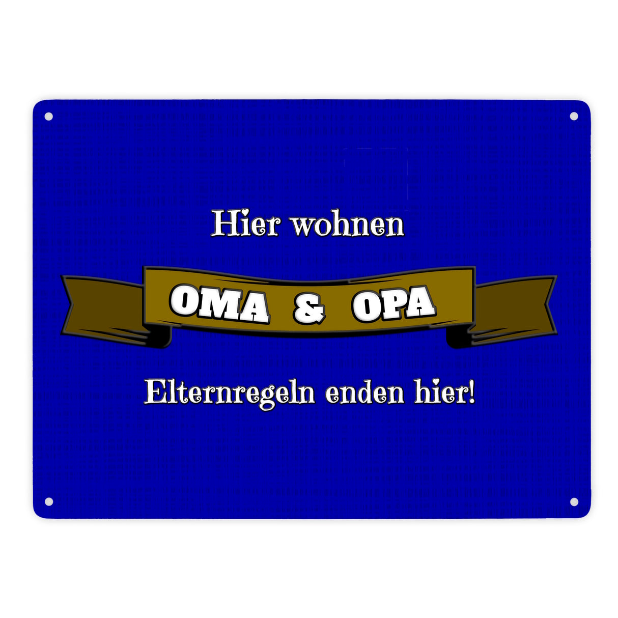 Metallschild in 15x20 cm Hier wohnen Oma & Opa mit Stoffoptik und Banner