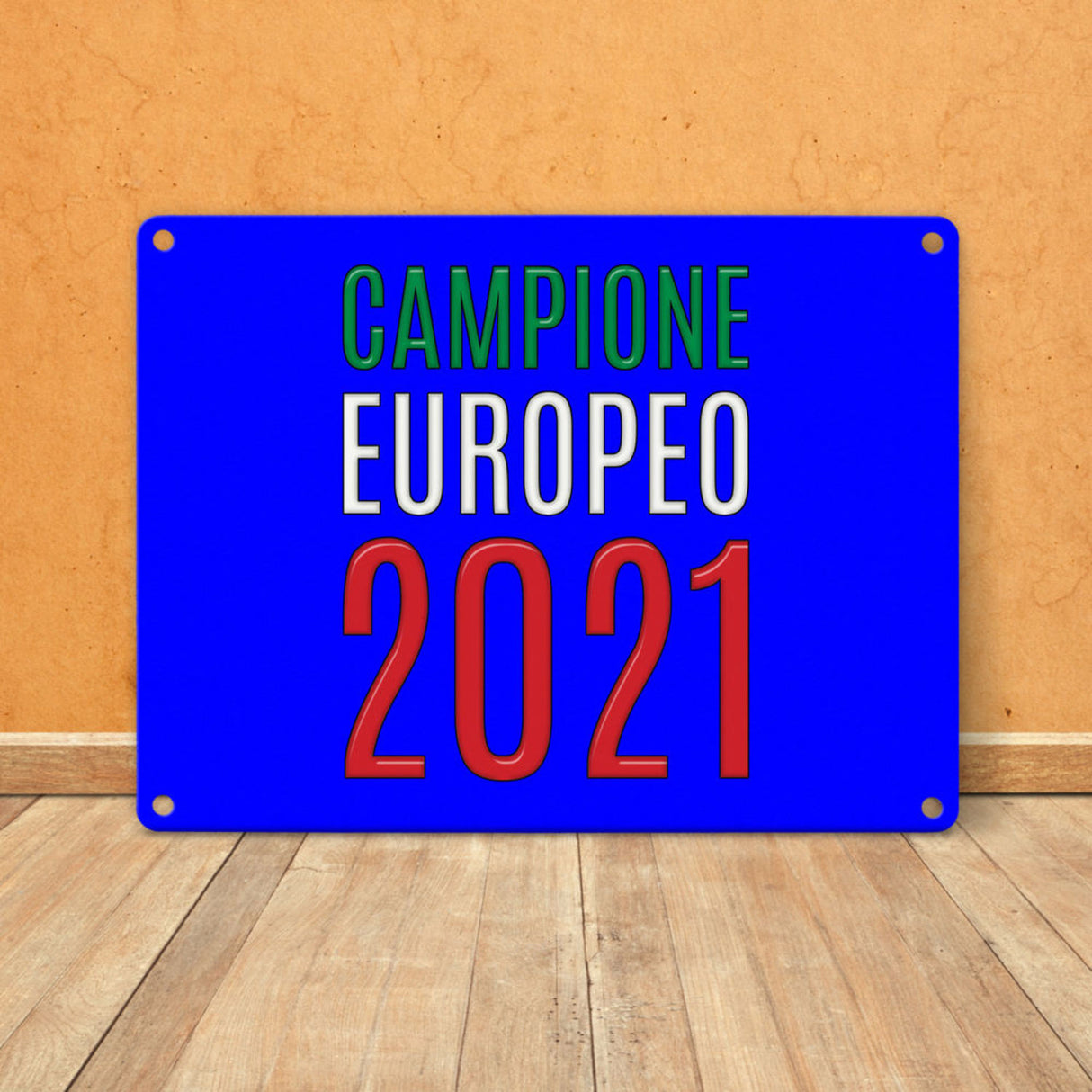 Metallschild in 15x20 cm Campione Europeo 2021 Italia Europameister scudo di metallo