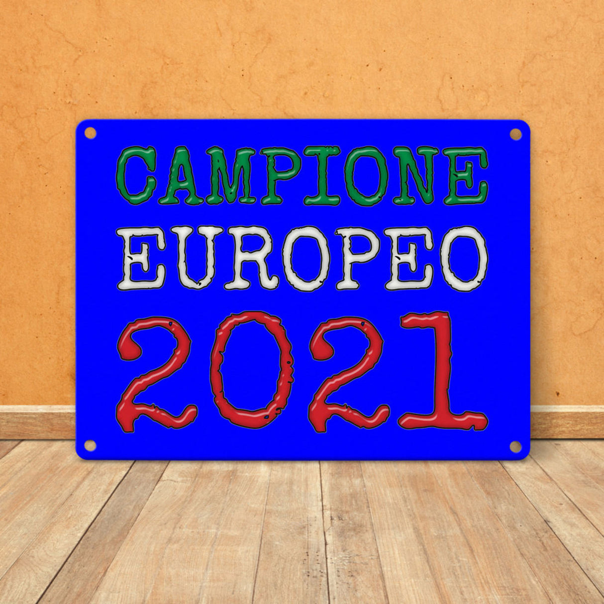 Metallschild in 15x20 cm Campione Europeo 2021 Italia Europameister scudo di metallo