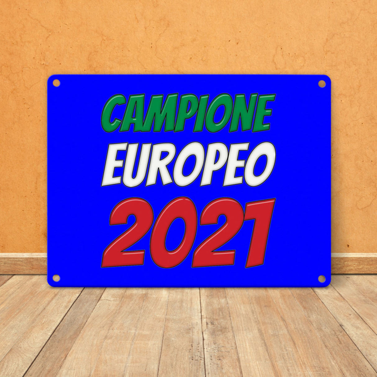Metallschild in 15x20 cm Campione Europeo 2021 Italia Europameister scudo di metallo