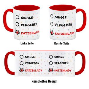 Kaffeebecher mit Motiv - Katzenlady Single Vergeben zum Ankreuzen