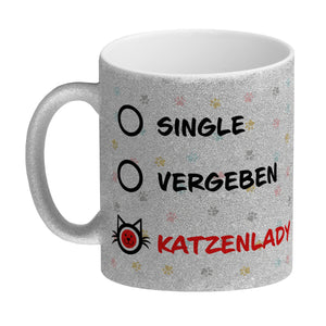 Kaffeebecher mit Motiv - Katzenlady Single Vergeben zum Ankreuzen