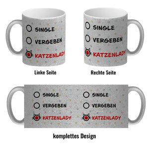 Kaffeebecher mit Motiv - Katzenlady Single Vergeben zum Ankreuzen