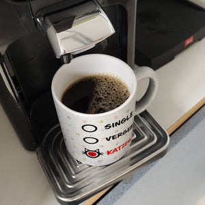 Kaffeebecher mit Motiv - Katzenlady Single Vergeben zum Ankreuzen