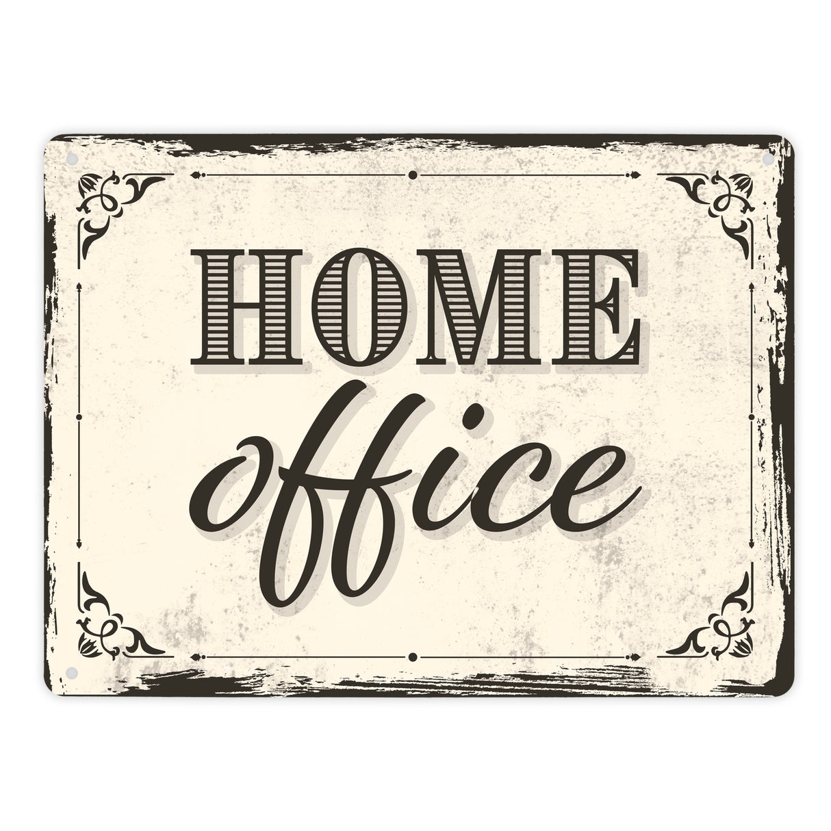 Metallschild Motiv - Homeoffice im rustikalen Stil fürs Arbeitszimmer