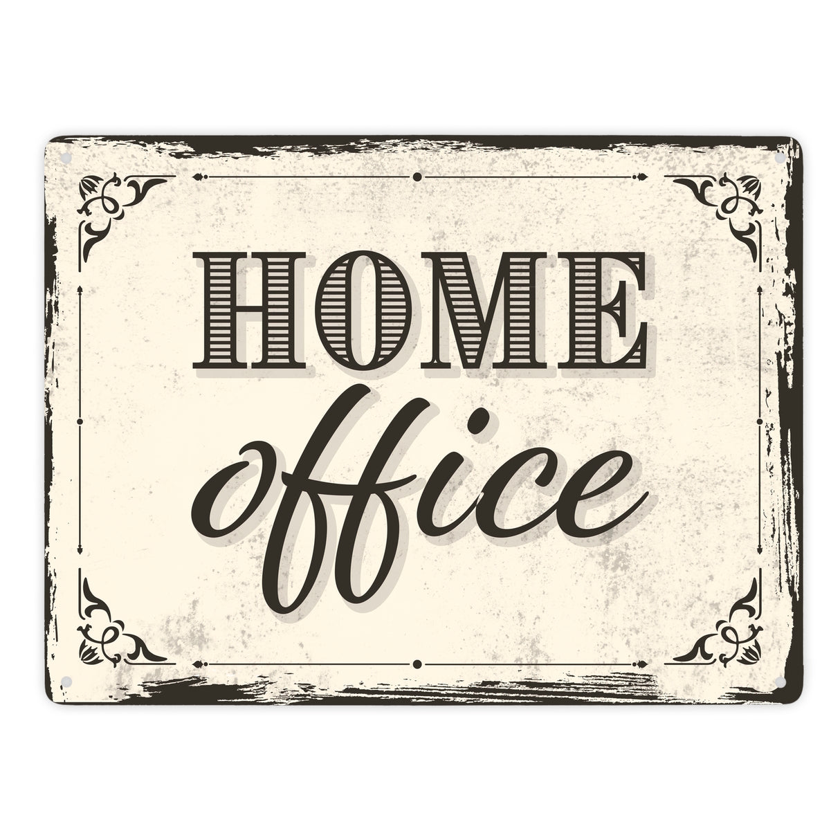 Metallschild Motiv - Homeoffice im rustikalen Stil fürs Arbeitszimmer