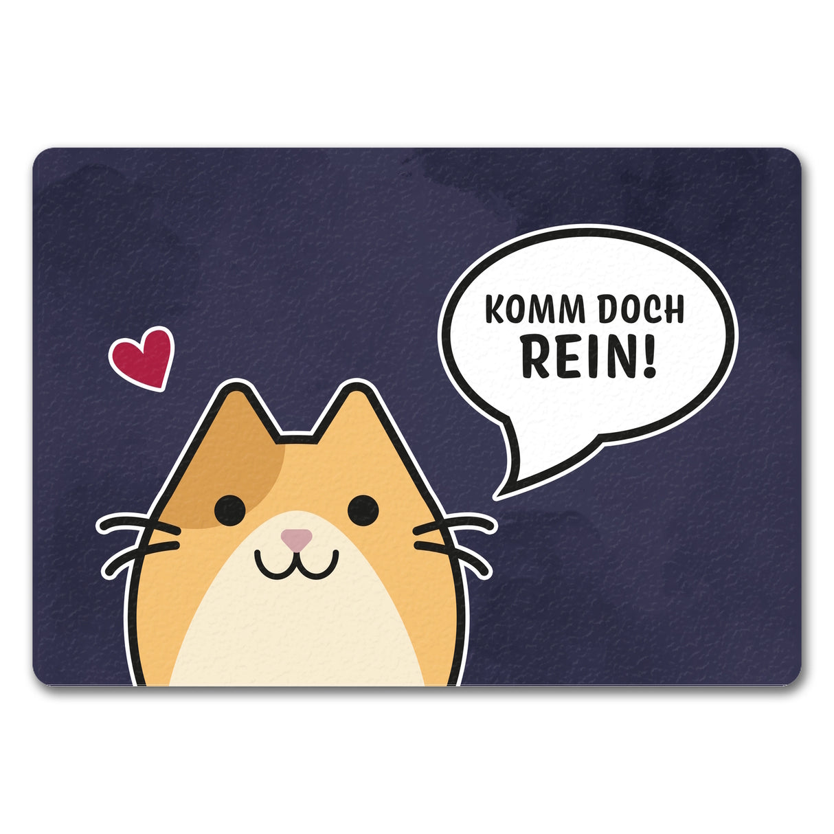 Fußmatte mit Motiv - Komm doch rein mit süßer Katze im Comic Design