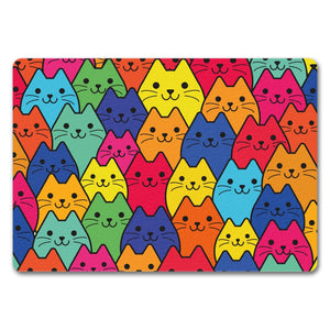 Fußmatte mit Katzen Motiv - Buntes Wimmelbild mit Comic Kätzchen