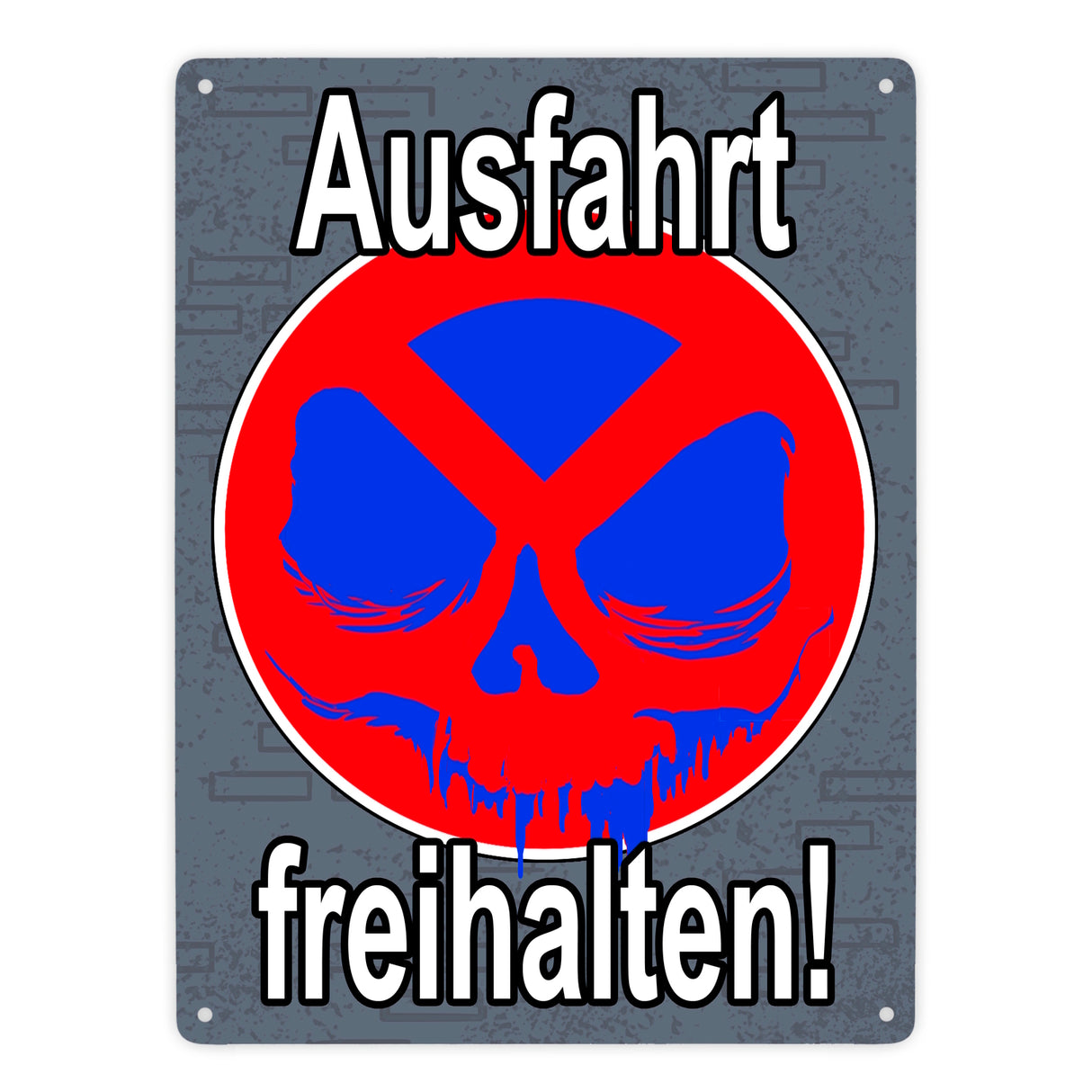 Metallschild Totenkopf Motiv - Ausfahrt freihalten! Privatgrundstück