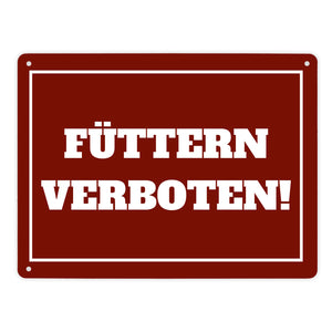 Füttern verboten Koppel-Metallschild in 15x20 cm und weiß