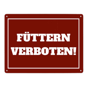 Füttern verboten Koppel-Metallschild in 15x20 cm und weiß