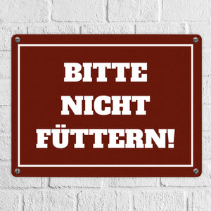 Füttern verboten Koppel-Metallschild in 15x20 cm und weiß