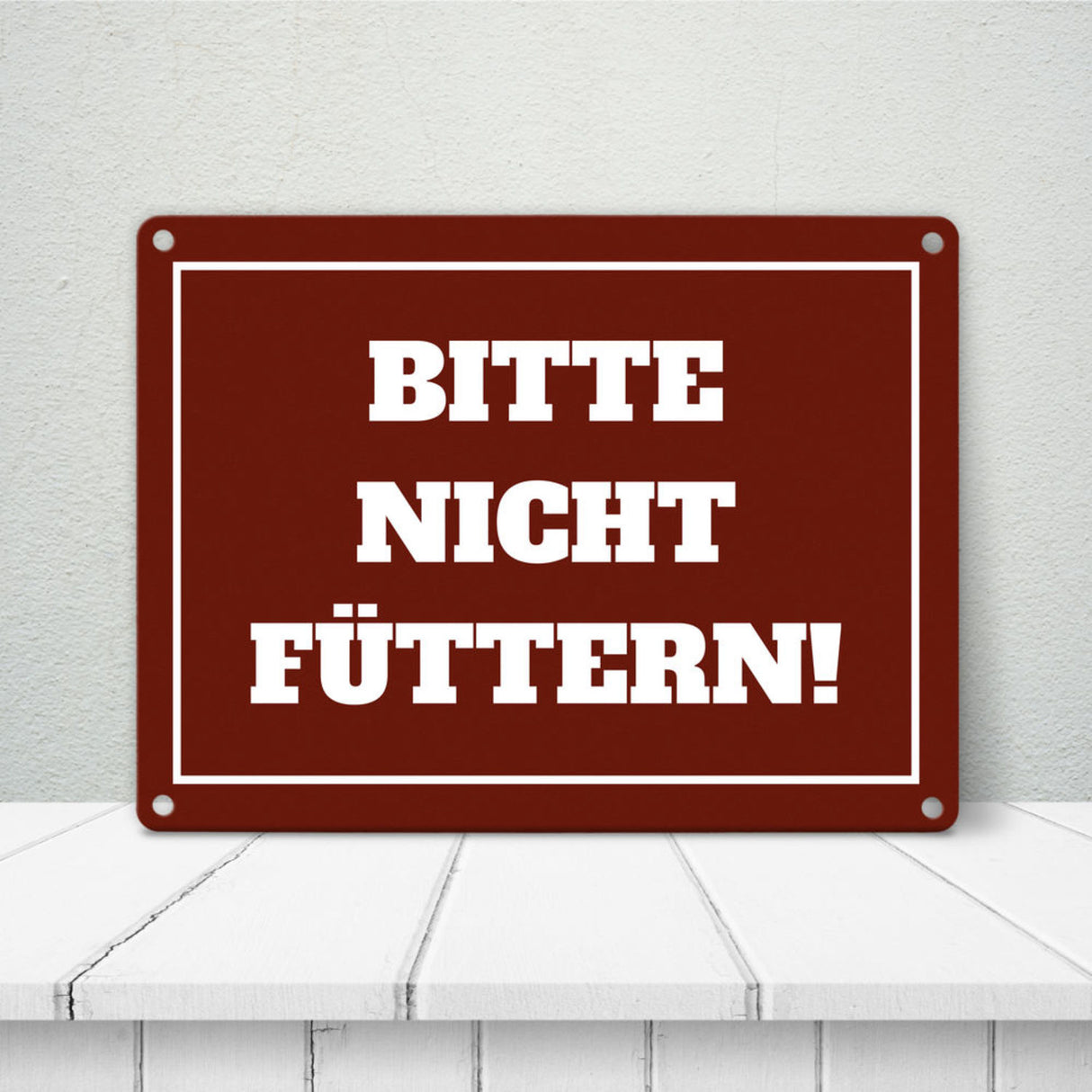 Füttern verboten Koppel-Metallschild in 15x20 cm und weiß