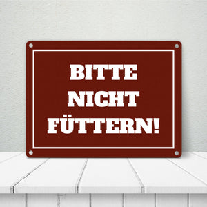 Füttern verboten Koppel-Metallschild in 15x20 cm und weiß