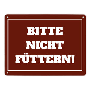 Füttern verboten Koppel-Metallschild in 15x20 cm und weiß