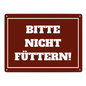 Füttern verboten Koppel-Metallschild in 15x20 cm und weiß