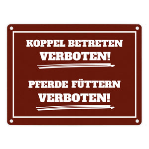 Füttern verboten Koppel-Metallschild in 15x20 cm und weiß