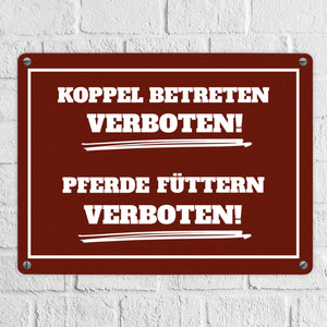 Füttern verboten Koppel-Metallschild in 15x20 cm und weiß