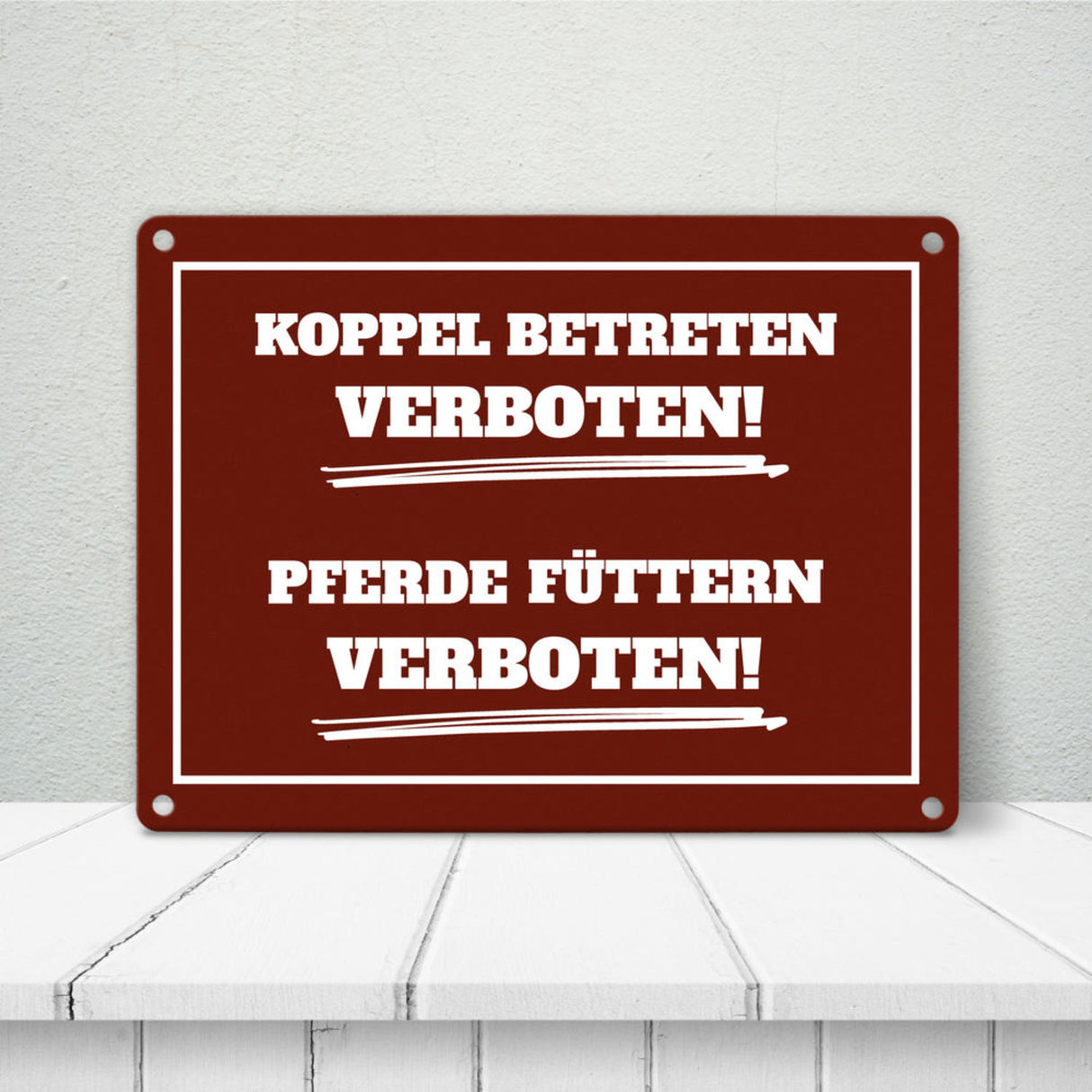 Füttern verboten Koppel-Metallschild in 15x20 cm und weiß