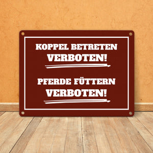Füttern verboten Koppel-Metallschild in 15x20 cm und weiß