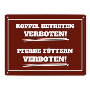 Füttern verboten Koppel-Metallschild in 15x20 cm und weiß