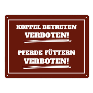 Füttern verboten Koppel-Metallschild in 15x20 cm und weiß