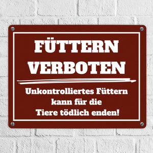 Füttern verboten Koppel-Metallschild in 15x20 cm und weiß
