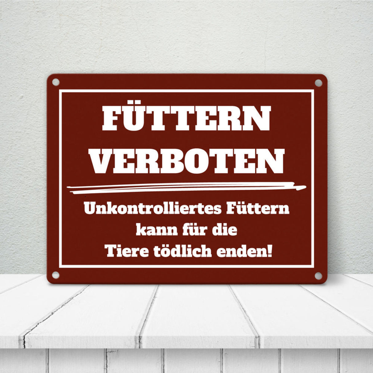 Füttern verboten Koppel-Metallschild in 15x20 cm und weiß