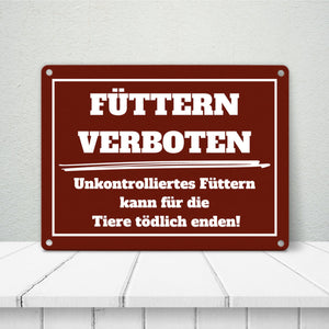 Füttern verboten Koppel-Metallschild in 15x20 cm und weiß