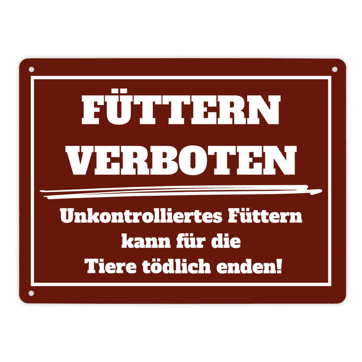 Füttern verboten Koppel-Metallschild in 15x20 cm und weiß