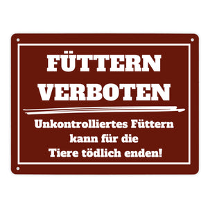 Füttern verboten Koppel-Metallschild in 15x20 cm und weiß