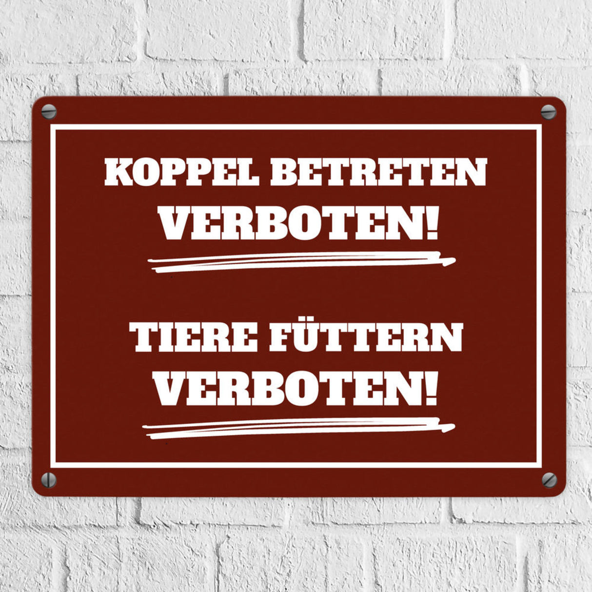 Füttern verboten Koppel-Metallschild in 15x20 cm und weiß