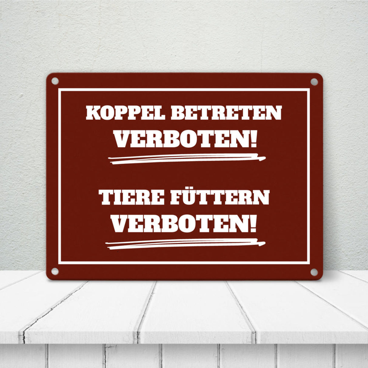Füttern verboten Koppel-Metallschild in 15x20 cm und weiß