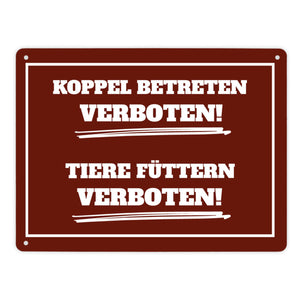 Füttern verboten Koppel-Metallschild in 15x20 cm und weiß