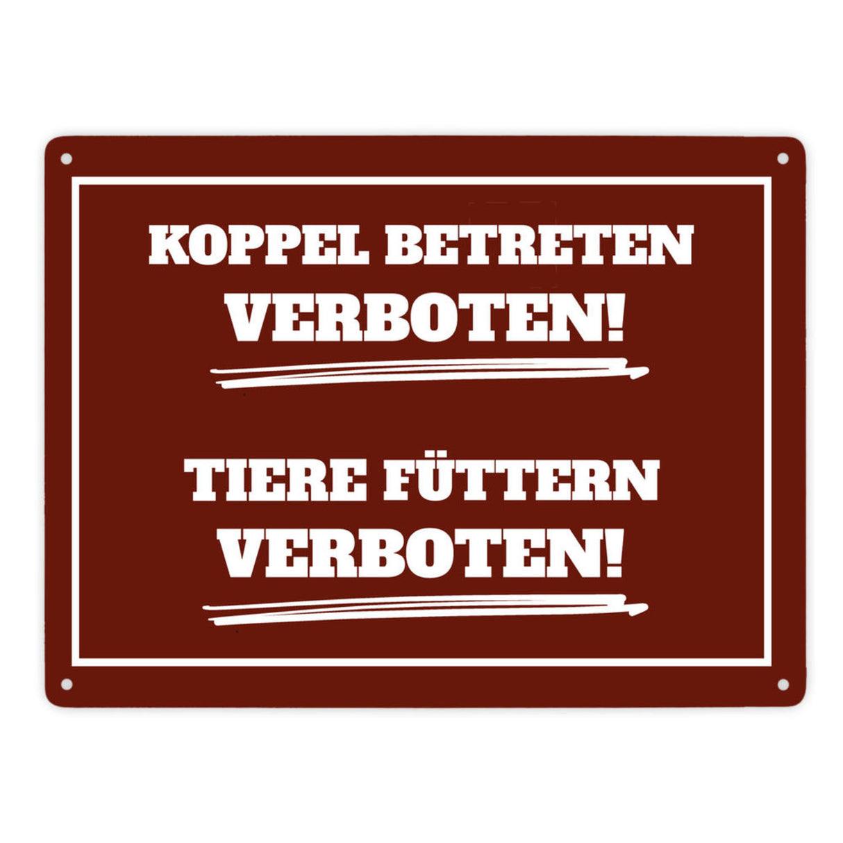 Füttern verboten Koppel-Metallschild in 15x20 cm und weiß