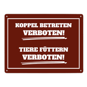 Füttern verboten Koppel-Metallschild in 15x20 cm und weiß