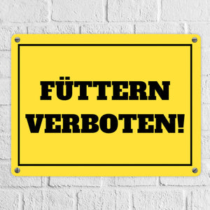 Füttern verboten Koppel-Metallschild in 15x20 cm und weiß