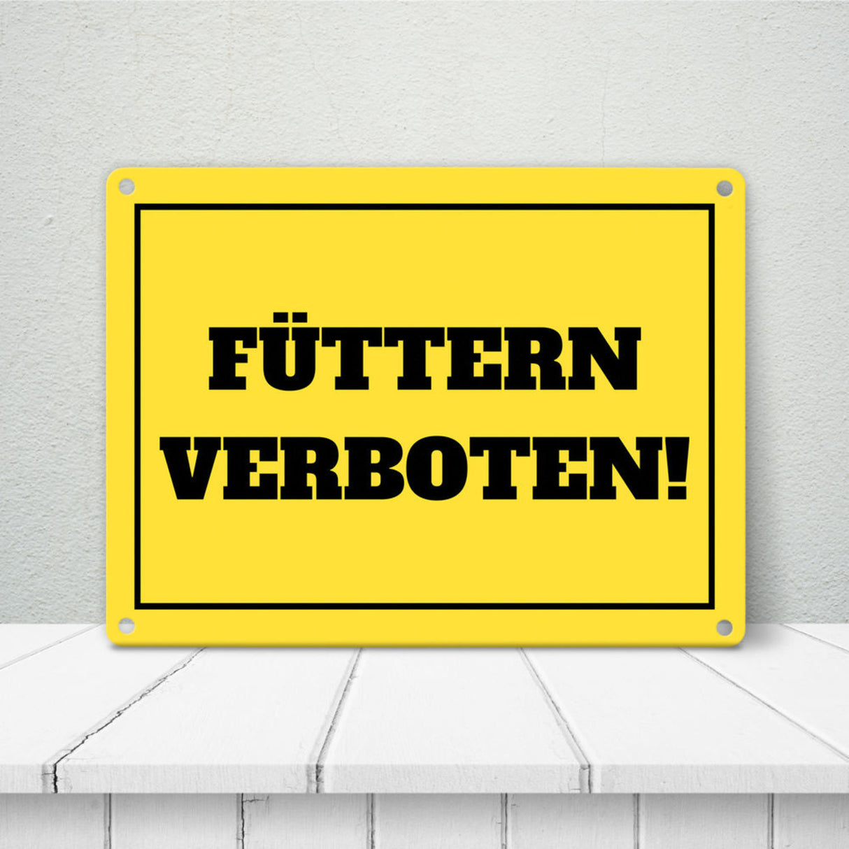 Füttern verboten Koppel-Metallschild in 15x20 cm und weiß