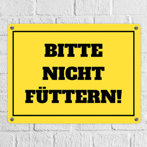 Füttern verboten Koppel-Metallschild in 15x20 cm und weiß