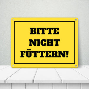 Füttern verboten Koppel-Metallschild in 15x20 cm und weiß