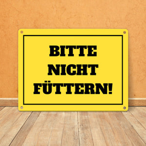 Füttern verboten Koppel-Metallschild in 15x20 cm und weiß