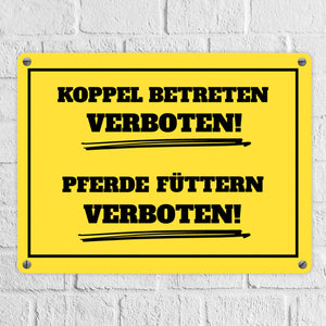 Füttern verboten Koppel-Metallschild in 15x20 cm und weiß