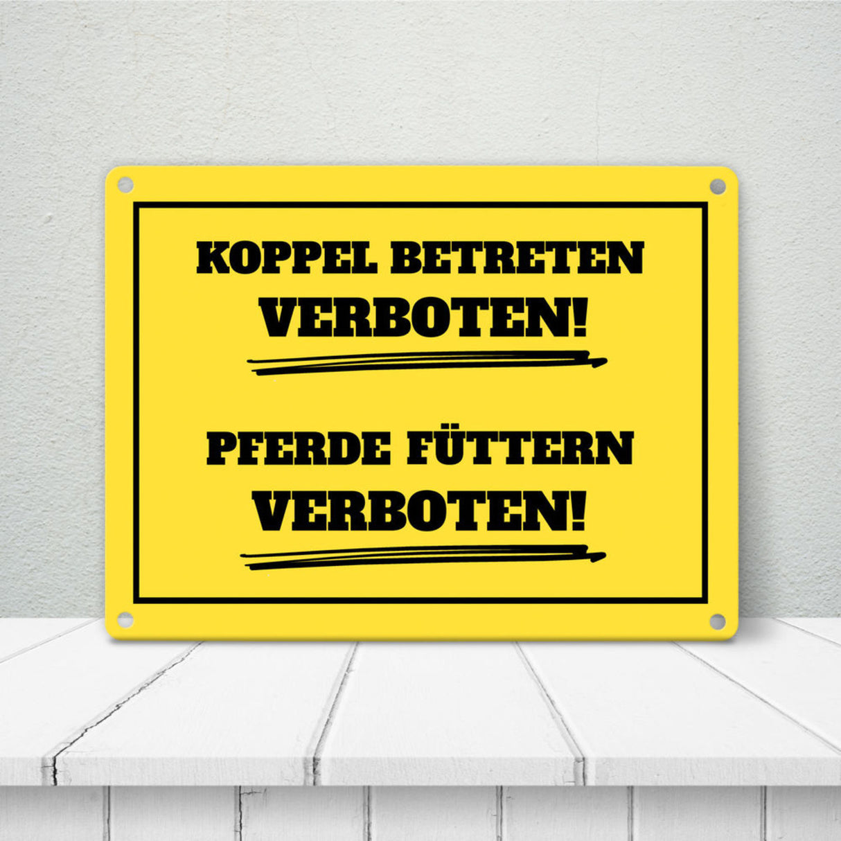 Füttern verboten Koppel-Metallschild in 15x20 cm und weiß
