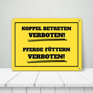 Füttern verboten Koppel-Metallschild in 15x20 cm und weiß