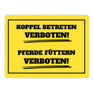 Füttern verboten Koppel-Metallschild in 15x20 cm und weiß