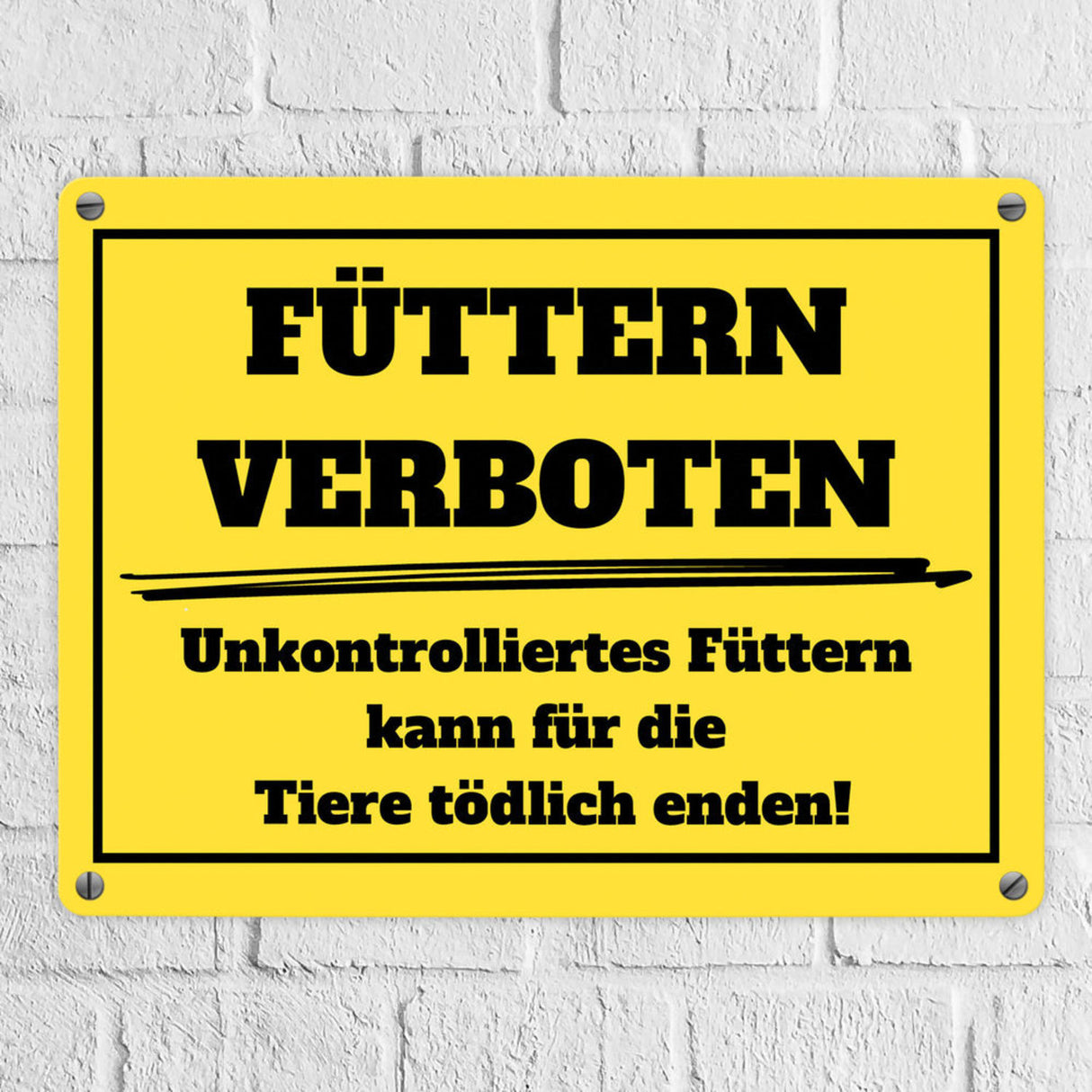 Füttern verboten Koppel-Metallschild in 15x20 cm und weiß